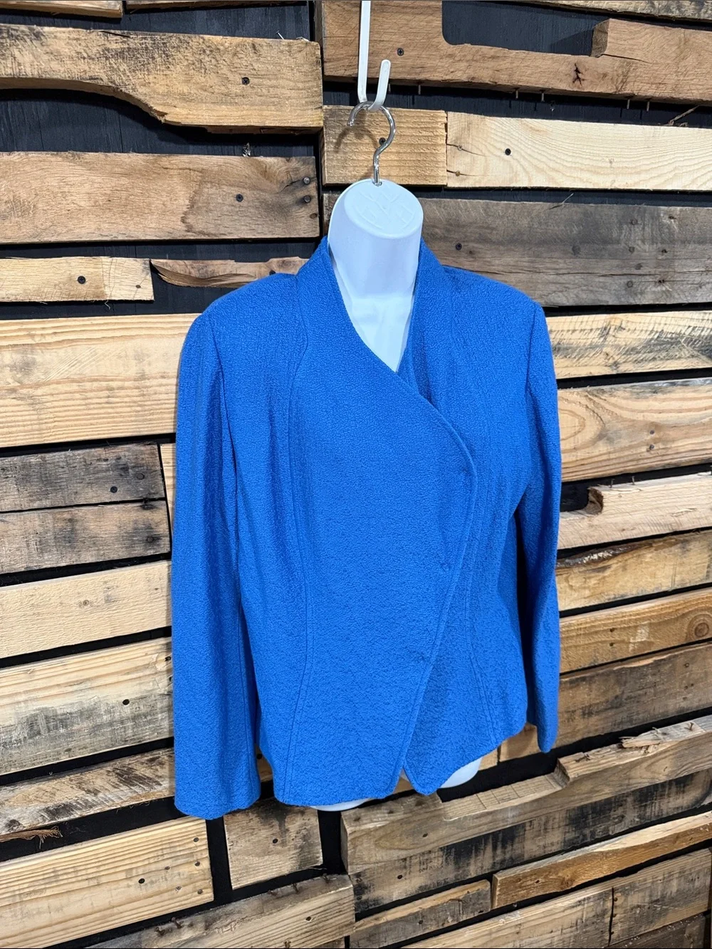 St. John Collection Wool Blend Hannah Knit Stand Collar Jacket, Niagara, Size 10 - Picture 6 of 12